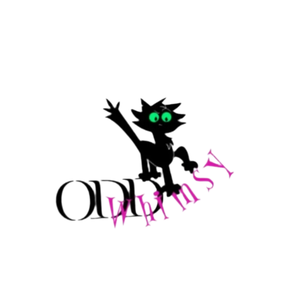 Logo with a stylized cat and text on a white background